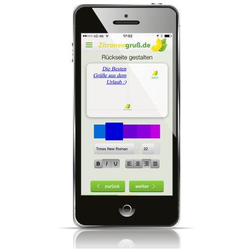 APP | Zitronengruß.de | Rückseite