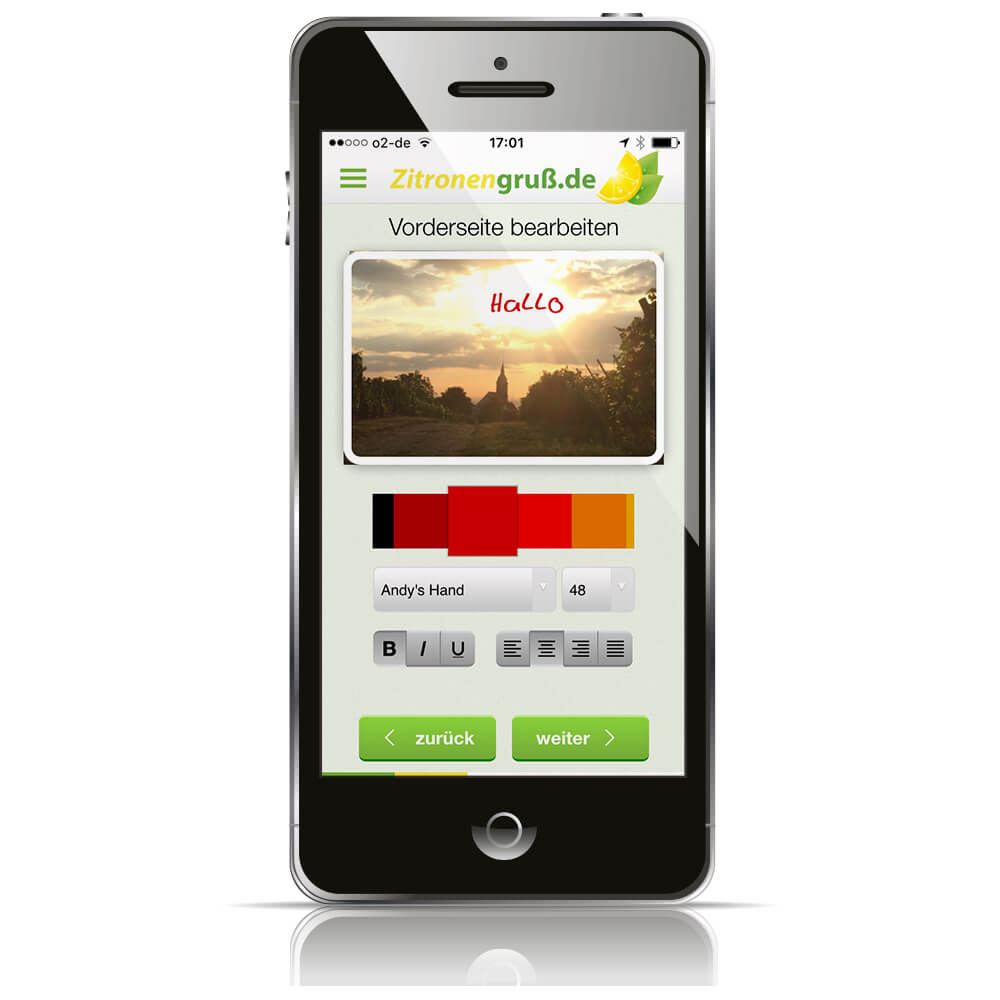 APP | Zitronengruß.de | Vorderseite